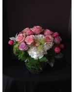 Valentine's Day Flower Arrangement with Pink Roses