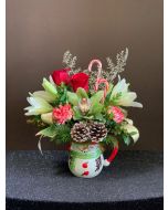 Christmas Flowers Snowman Cup