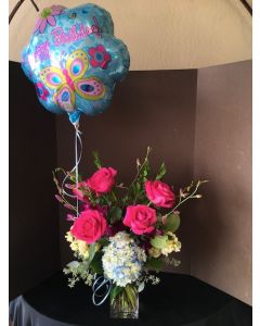 Birthday Flowers with Balloon
