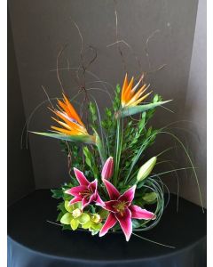 Exotic Flowers with Stargazers and Birds