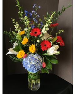 Floral Arrangement with Blue Hydrangea