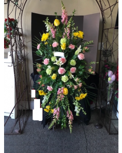 Funeral Flowers Easel of Carnations and Roses