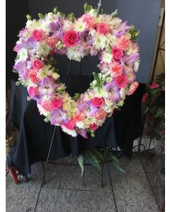 Funeral Flowers Heart Easel