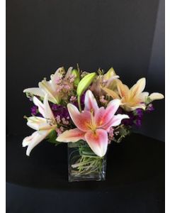 Lilies in a Square Vase