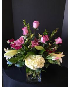 Pink Delight of Roses and Orchids