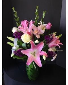 Pink Lilies and White Roses