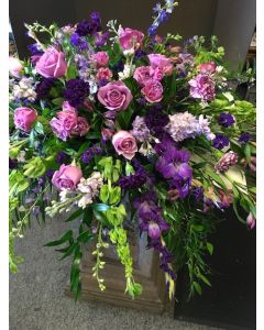 Funeral Flowers Casket Spray in Purple