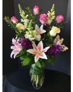 Roses and Stargazer Lilies