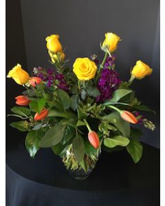 Yellow Roses and Red Tulips